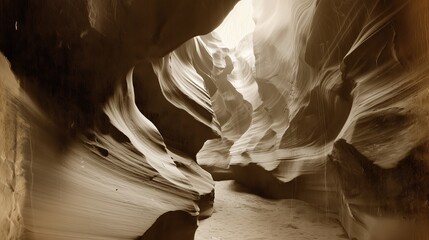 old worn vintage sepia toned polaroid photo of Antelope Canyon