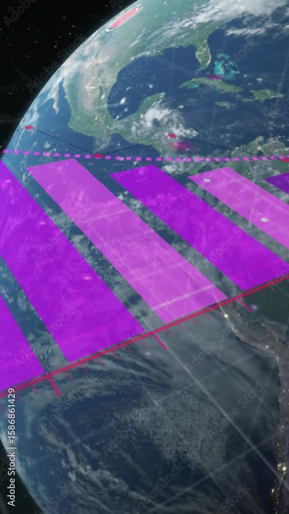 Aufkleber animation of financial data processing over globe