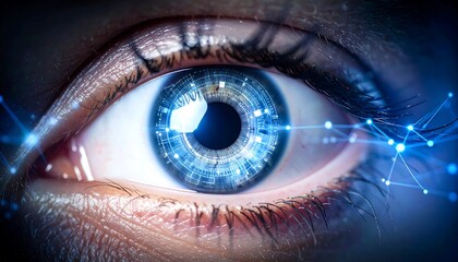 Close-up of an eye with digital overlay