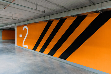Modern stairwell at level -1 in parking facility