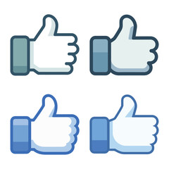 Obraz premium Four flat design thumbs up icons in blue and gray colors