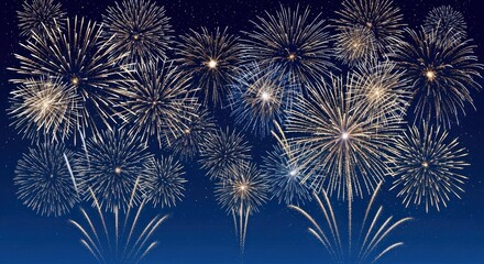 A vibrant display of fireworks exploding in the night sky.