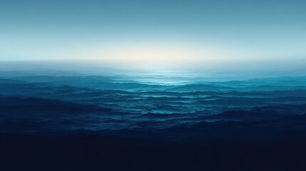 Obraz premium Calm ocean, smooth, blue shades under clear sky with light reflecting on water