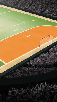 Animation of handball sports stadium with fans
