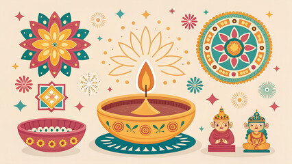 Vibrant Diwali Festival Celebration with Lights and Decor