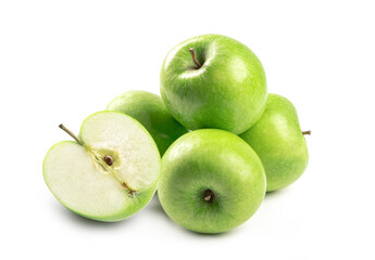 Green apples isolated on white on white background.