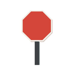 Flat vector of a red stop sign with no border, mounted on a black post, isolated on transparent background.