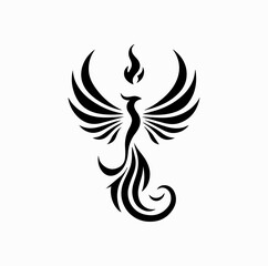 Naklejka premium Vector Silhouette Logo of Phoenix Bird – Symbol of Rebirth and Immortality