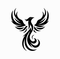 Obraz premium Vector Silhouette Logo of Phoenix Bird – Symbol of Rebirth and Immortality