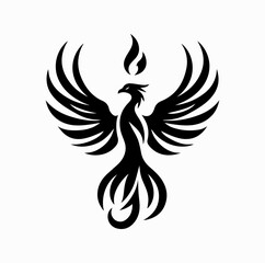 Obraz premium Vector Silhouette Logo of Phoenix Bird – Symbol of Rebirth and Immortality