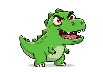 Cute green dinosaur cartoon character