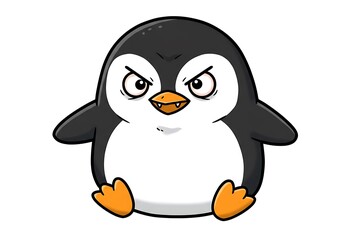 Obraz premium Angry cartoon penguin with stern expression