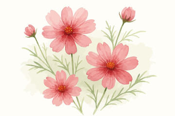 Watercolor Cherry Blossom Composition