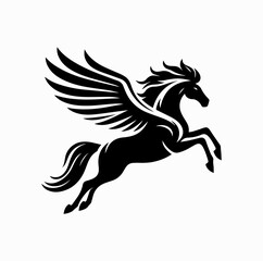 Fototapeta premium Vector Silhouette Logo of Pegasus the Winged Horse – Greek Mythology Icon