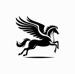 Fototapeta premium Vector Silhouette Logo of Pegasus the Winged Horse – Greek Mythology Icon