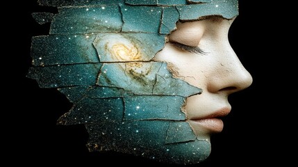 Stunning Conceptual Art Depicting Cosmic Escape Through Human Face