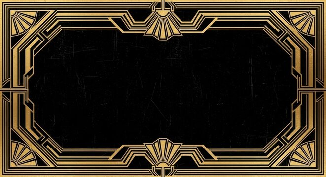 Art Deco Frame Gold Black Border