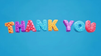 Colorful Thank You Message, 3D Text Animation - Powered by Adobe