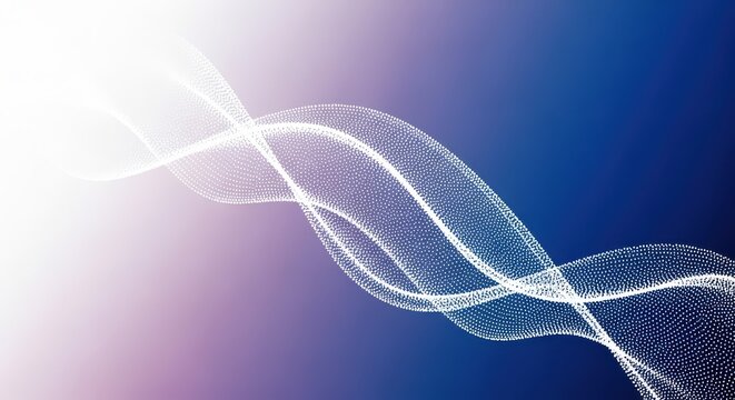 Abstract White Particle Waves On Blue