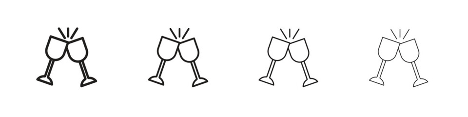 Wine toast icon simple black vectors pack. Design infographic element