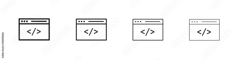 Aufkleber web code icon simple black vectors pack. design infographic element