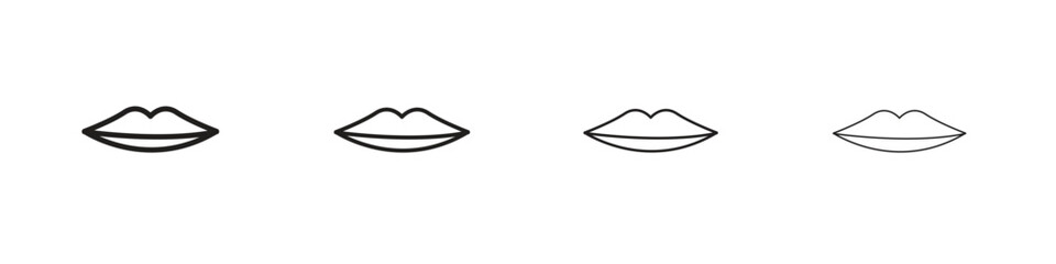 Thin lips icon simple black vectors pack. Design infographic element
