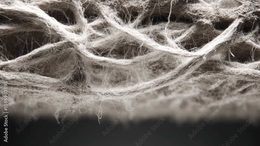 Poster intertwined mycelium threads form a complex network, showcasing their remarkable strength and flexib