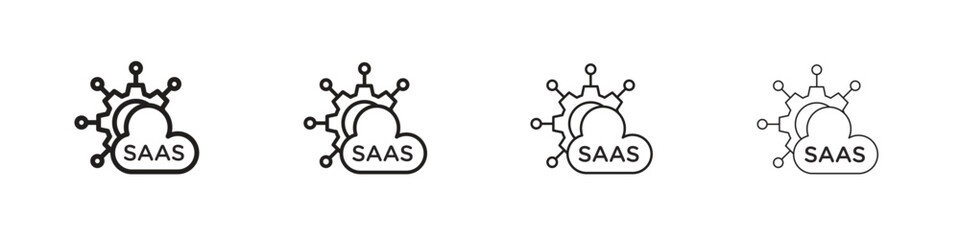 SaaS icon simple black vectors pack. Design infographic element