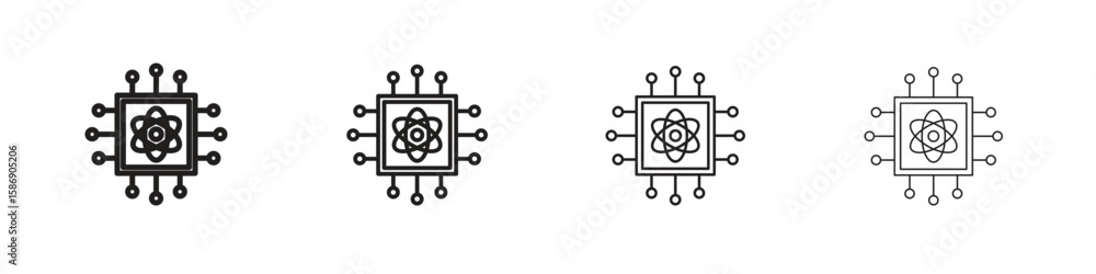 Aufkleber quantum computing icon simple black vectors pack. design infographic element