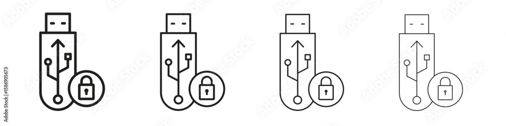 Poster pendrive security icon simple black vectors pack. design infographic element