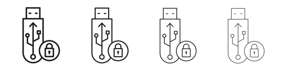 Pendrive security icon simple black vectors pack. Design infographic element