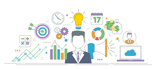 Business strategy planning and financial growth analysis illustration.