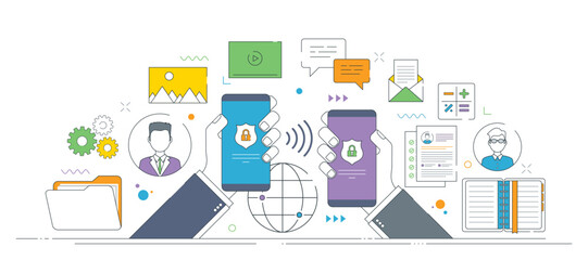 Secure mobile communication and data privacy strategy concept.