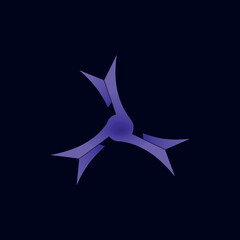 Dynamic abstract logo featuring rotating blades in a deep purple gradient, symbolizing innovation, technology, and fluid motion.