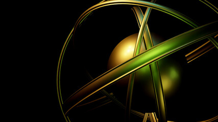 Abstract Gold Green Sphere 3D Render Luxury Tech Background