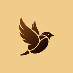 A charming and minimalist 'Cozy Home or Cafe Bird Emblem' logo, designed in warm brown hues. This simple yet elegant stylized bird evokes a sense of comfort, welcome, and peaceful dwelling.