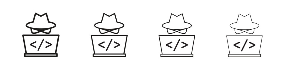 Hacker icon simple black vectors pack. Design infographic element