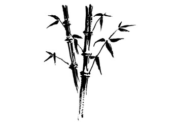 竹の和風手書き筆イラスト　墨絵モノクロ