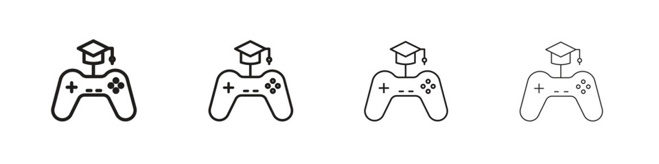 Game based learning icon simple black vectors pack. Design infographic element