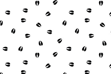 Scatter seamless pattern with black pig footprints on a transparent background for wrapping, textile or fabric