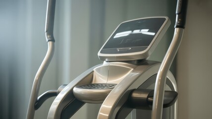 Modern Elliptical Trainer with Digital Display in a Minimalist Gym Setting
