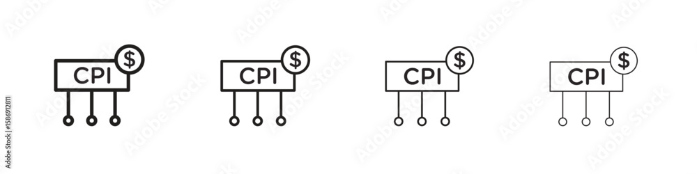 Poster consumer prices index icon simple black vectors pack. design infographic element
