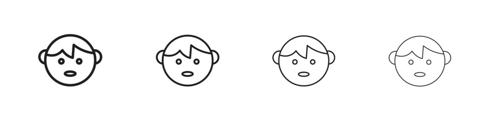 Child face icon simple black vectors pack. Design infographic element