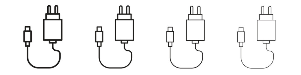 Charger icon simple black vectors pack. Design infographic element