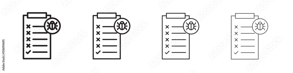 Poster bug report icon simple black vectors pack. design infographic element