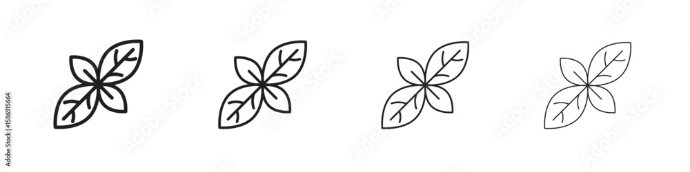 Poster basil icon simple black vectors pack. design infographic element