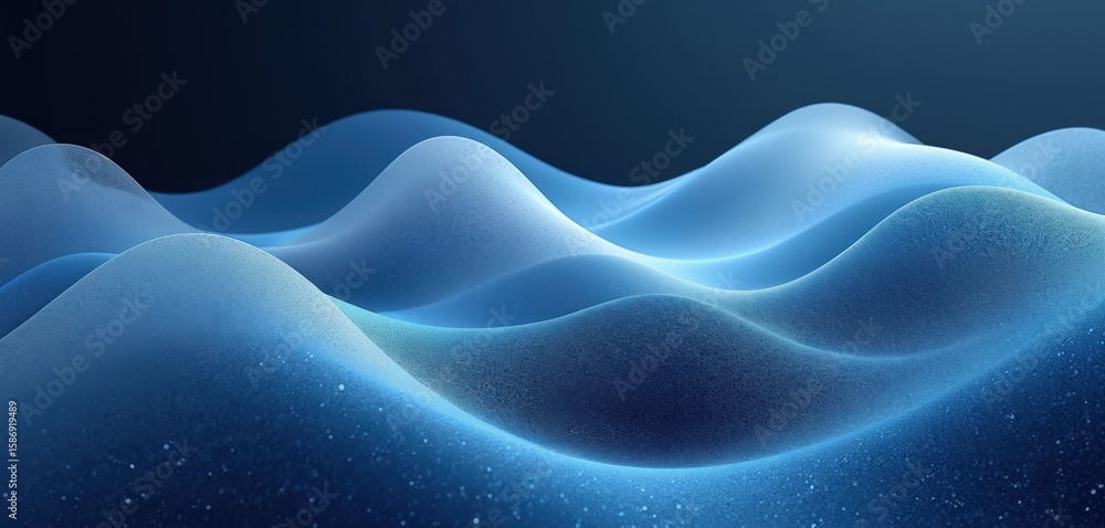 Poster abstract blue gradient with grainy noise texture forms flowing waves. smooth, soft, modern design su