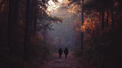 two people in a forest landscape