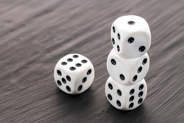 4 board game dice - White die with black dots