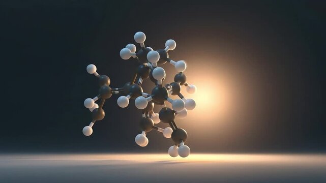 Molecular Structure Rendered Against a Dark Background with Soft Lighting and Geometric Design